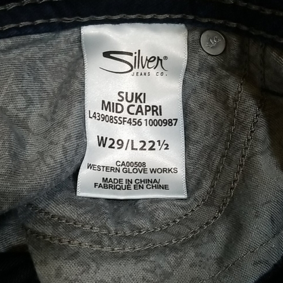 Silver Suki Women's Jeans Size 29 Mid Rise Capri Dark Wash - Picture 6 of 8